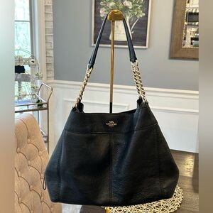 Coach Black pebble Leather Lexy Shoulder Bag.
